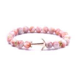 Coral Beaded Anchor Bracelet