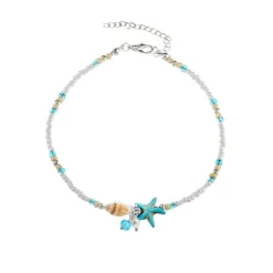 Beaded Starfish Anklet With Shells & Pearls