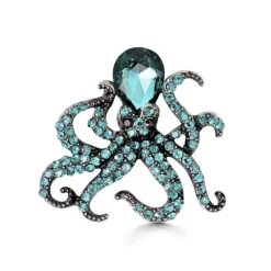 Rhinestone Octopus Brooch