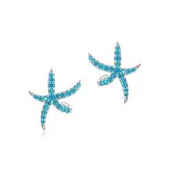 Sparkling Blue Sea Star Earrings