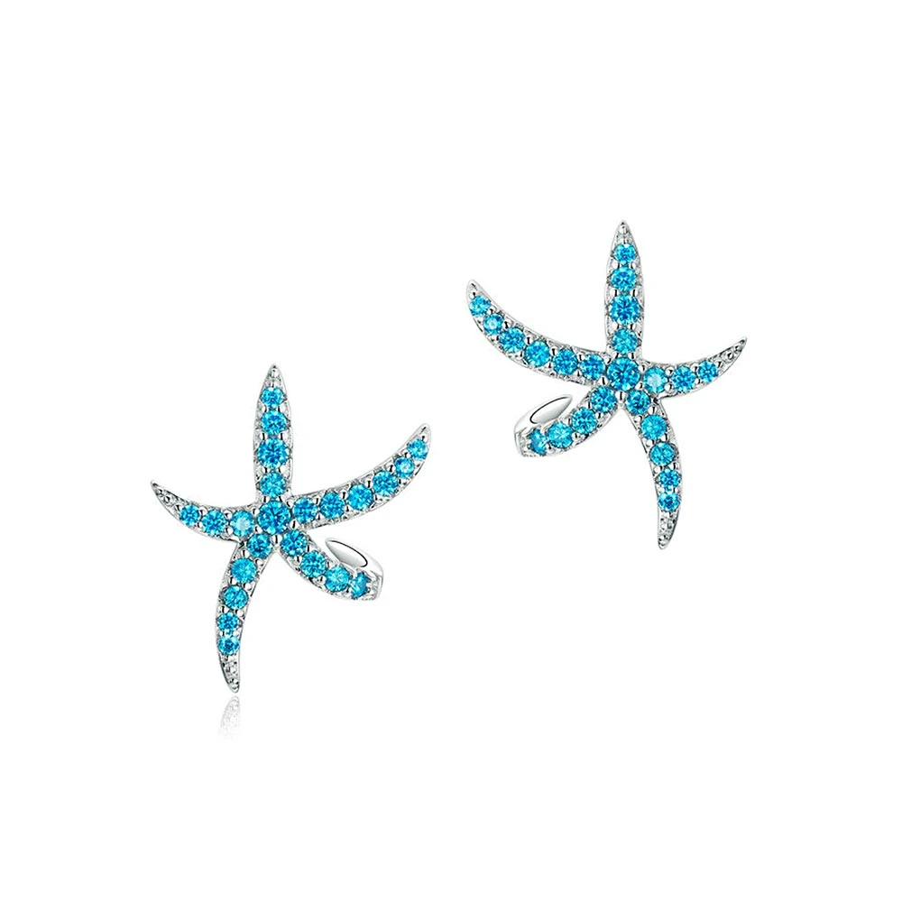 Sparkling Blue Sea Star Earrings 3 Sparkling Blue Sea Star Earrings