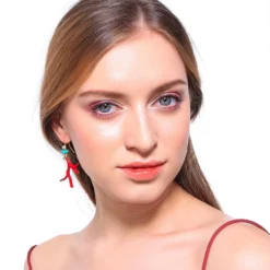 Red Enamel Coral Earrings 9 Red Enamel Coral Earrings -Citrusreef Store coral earrings red enamel 4