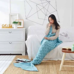 Luxury Adults Mermaid Blanket -Citrusreef Store cosy knit mermaid tail blanket fish blue 1 af3f670e 5739 416d b9d4 5422cc56b751