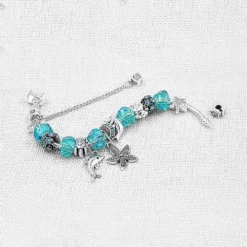 Ocean Charm Bracelet -Citrusreef Store dolphin starfish ocean charm bracelet blue 2