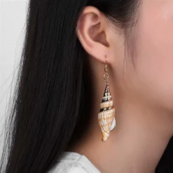 Gold Conch Earrings -Citrusreef Store gold conch earrings 3