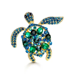 Rhinestone Turtle Brooch