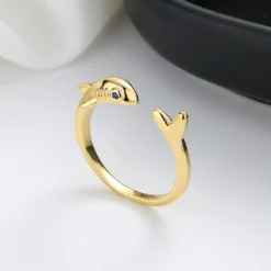 Baby Shark Ring -Citrusreef Store gold reef shark ring 2