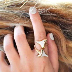 Double Shark Tooth Ring -Citrusreef Store gold shark tooth ring 2