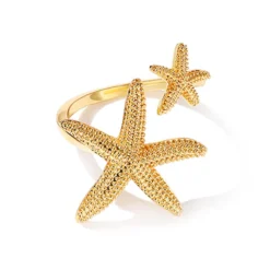 Twin Starfish Ring -Citrusreef Store gold starfish ring