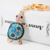 Rhinestone Turtle Keychain -Citrusreef Store gold turtle keychain blue rhinestones 1