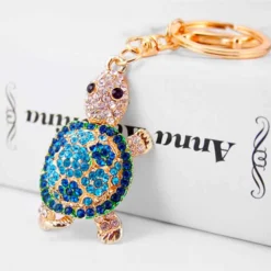 Rhinestone Turtle Keychain