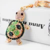 Sea Turtle Keychain -Citrusreef Store gold turtle keychain green rhinestones 1