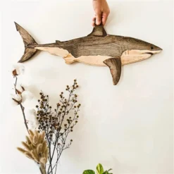 Rustic Wood Shark Wall Hanging -Citrusreef Store great white shark wall hanging 3
