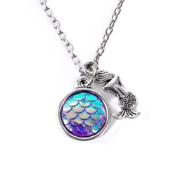 Holographic Mermaid Scale Necklace -Citrusreef Store holographic fish scale mermaid necklace purple 1