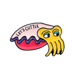 ‘Lets Cuttle’ Cuttlefish Brooch Pins -Citrusreef Store lets cuttle pink cuttlefish brooch pins