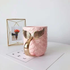 Glazed Ceramic Mermaid Mug 13 Glazed Ceramic Mermaid Mug -Citrusreef Store mermaid tail coffee mug pink gold glaze 2 e747f89c a0c7 420e bbb4 ede28c315700
