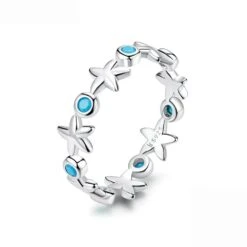 Aqua Blue Starfish Ring