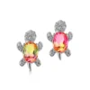 Pink & Yellow Crystal Turtle Earrings -Citrusreef Store pink yellow crystal turtle earrings 1