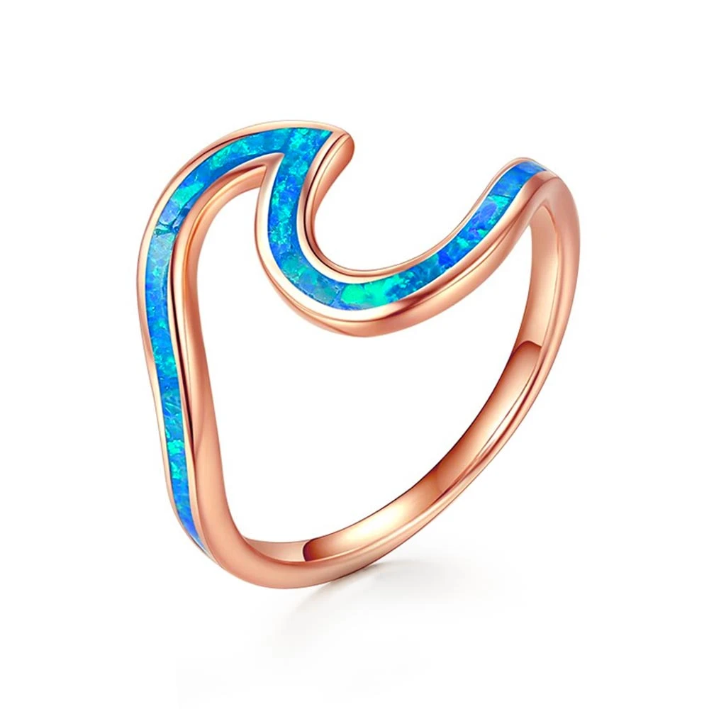Rose Opal Wave Ring 3 Rose Opal Wave Ring