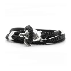 Sea Turtle Rope Bracelet -Citrusreef Store silver black turtle rope bracelet