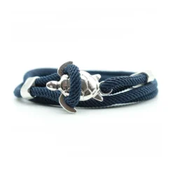 Sea Turtle Rope Bracelet -Citrusreef Store silver navy sea turtle rope bracelet