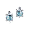 Silver Sea Turtle Earrings With Glass -Citrusreef Store silver turtle earrings blue 1