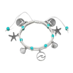 Woven Wave Anklet With Beach Charms
