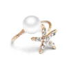 Pearl & Gold Starfish Ring -Citrusreef Store starfish and pearl ring in gold