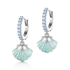 Turquoise Scallop Earrings