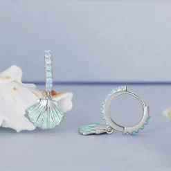 Turquoise Scallop Earrings -Citrusreef Store turquoise scallop earrings 4