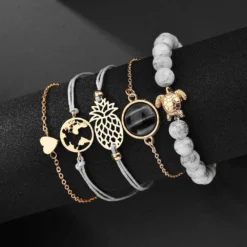 5 Piece Turtle Bracelet Set 9 5 Piece Turtle Bracelet Set -Citrusreef Store turtle pineapple bracelet set 2