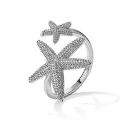 Twin Starfish Ring -Citrusreef Store twin starfish ring silver 2