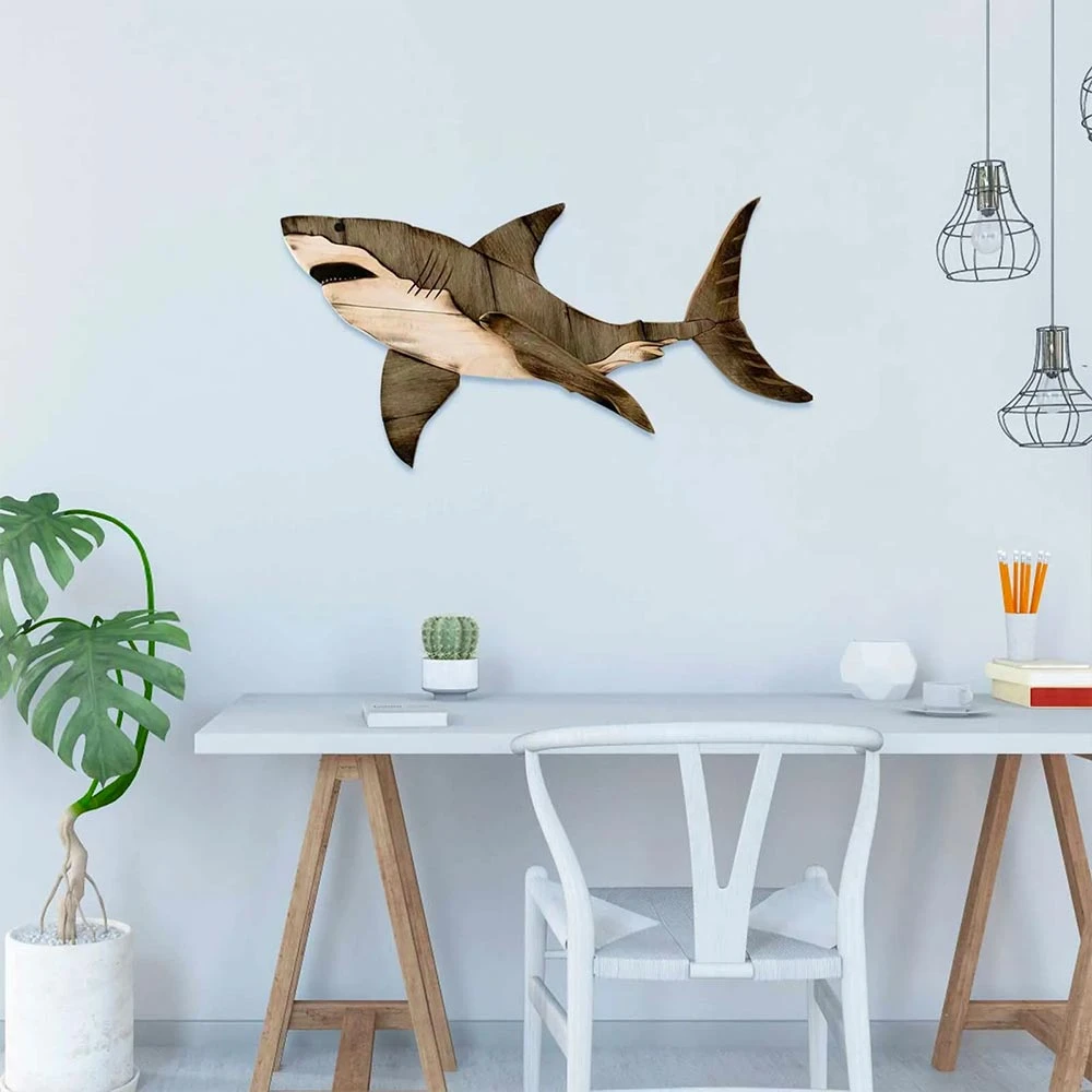 Wooden Shark Wall Decor 4 Wooden Shark Wall Decor - Image 2