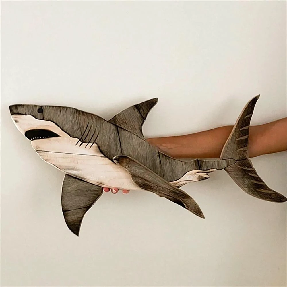 Wooden Shark Wall Decor 5 Wooden Shark Wall Decor - Image 3